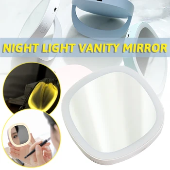 1 шт. Мини портативное косметическое зеркало для макияжа Smart Handheld Night Light Зеркало для макияжа LED Зеркало для макияжа Складное