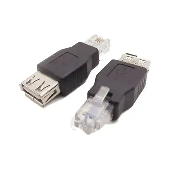 10 шт. Разъем USB 2.0 типа A к RJ11, 4-контактный разъем 6P4C, сетевой разъем Ethernet для телефона, конвертер-адаптер