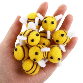 10шт Кавайная шерстяная фетровая пчела Плюшевые животные Кукла из шерстяного фетра Сумка-подвеска 