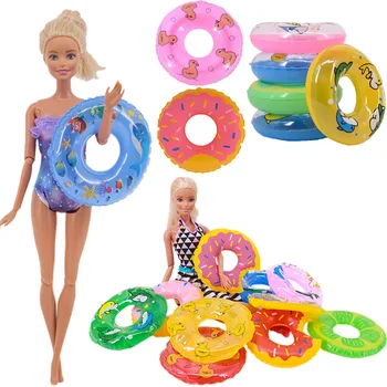 10шт Кукол, кольцо для плавания, мини-кольца для плавания, надувной спасательный круг, игрушки с утиным рисунком, Игрушки для душа ребенка, аксессуары для кукольного домика