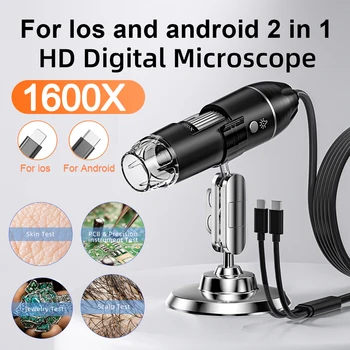 1600-кратный цифровой микроскоп с USB-увеличением, эндоскоп, портативный электронный микроскоп для оценки ювелирных изделий, видео для IOS Android