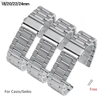 18 мм 20 мм 22 мм 24 мм ремешок для часов из нержавеющей стали для Casio ремешок роскошная петля для быстросъемного браслета seiko