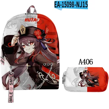 2 шт./компл. Genshin Impact Hutao Xiao, школьный рюкзак для косплея, пенал для мальчиков и девочек, Оксфордский Водонепроницаемый Школьный рюкзак, Женский рюкзак для ноутбука