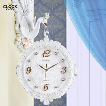 2019 Европейские Двусторонние Настенные Часы Современного Дизайна Peacock Clock Настенный Часовой Механизм Artist Silent Relogio Parede Decor 5ZB296