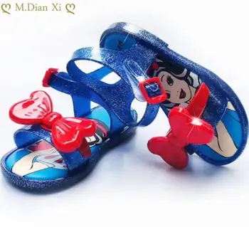 2022 Сандалии для девочек с мультяшным Микки, мини-обувь в стиле Мелиссы, желейные туфли, сандалии для маленьких девочек, Белоснежные сандалии принцессы для малышей