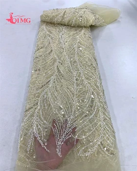 2023 Высококачественная Французская кружевная ткань для жениха с вышивкой в Африканском Нигерийском стиле с блестками для свадебного платья