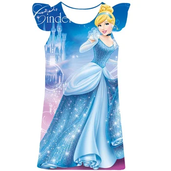 2023 год Платья для девочек Disney Принцесса Детская одежда Мультфильм Красавица 3D принт Летняя мода Платье принцессы Красавицы 1-10 год