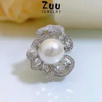 2023 новое 18-каратное позолоченное серебро 925 пробы, 14-миллиметровый жемчуг, высокоуглеродистый бриллиант, обручальные украшения с бриллиантами, элегантное кольцо для леди