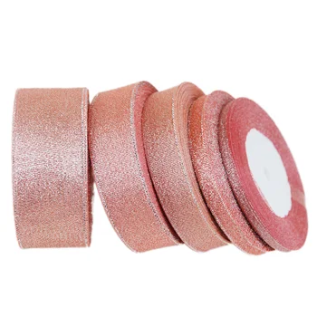 (25 ярдов /партия) 10 мм Плотная розовая полиэфирная лента, Рождественская упаковочная лента, высококачественные квадратные ленты