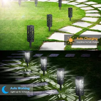 4шт Газонных фонарей, привлекательный полый дизайн, заземляющие розетки, Водонепроницаемые Солнечные ландшафтные фонари, декор для дома