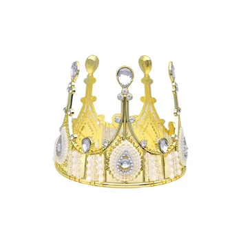4шт Золотая Корона Торт Топпер для душа ребенка День рождения принцессы Украшения свадебного торта Горный хрусталь Кристалл