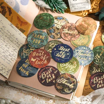 50 Листов Благодарственной хвалебной серии Простые круглые подарки в штучной упаковке с бронзированием, запечатывающие наклейки, креативный декор своими руками, канцелярские принадлежности