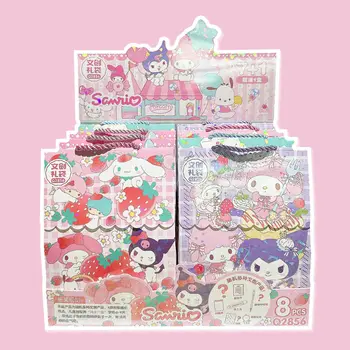 8 Коробок Мультфильм Sanrio Канцелярские Принадлежности Подарочная Коробка Kuromi Melody Hello Kitty Гелевые Ручки Катушка Книга Ластик Художественный Нож Случайная Оптовая Продажа