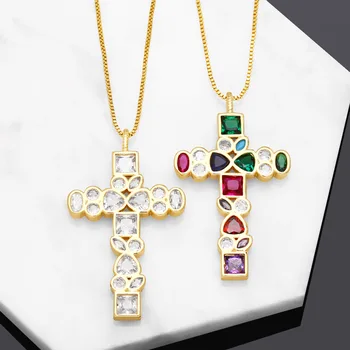 Andralyn Spiritual особый дизайн, цветной циркон, геометрический узор, сшивание, подвеска в виде креста, змеиное ожерелье для женщин
