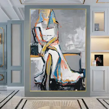Arthyx, абстрактные рисунки ручной работы, картины маслом на холсте, современные настенные рисунки большого размера для украшения дома в гостиной