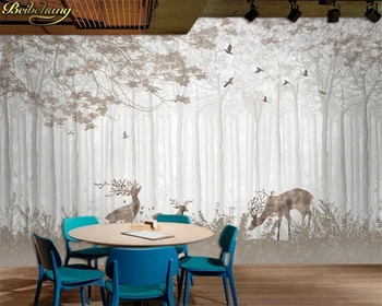 beibehang Пользовательские 3D обои фреска ручная роспись по дереву фон оленя обои для домашнего декора papel de parede 3d обои