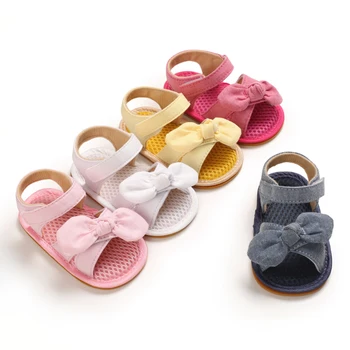 Citgeett, Летние сандалии с бантиком для маленьких девочек, мягкая нескользящая обувь на плоской подошве с открытым носком, детские ходунки