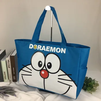 Doraemon модная холщовая сумка через плечо, дорожная сумка, хозяйственная сумка, милая мультяшная сумка-тоут