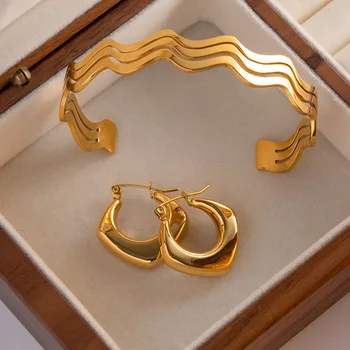 G & D Роскошные Модные Серьги с геометрическим покрытием из нержавеющей стали 18-каратного золота для женщин, ювелирные изделия, подарок для вечеринки, не выцветающие