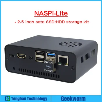 Geekworm NASPi-Lite 2,5-дюймовый чехол для жесткого диска/SSD SATA для Raspberry Pi 4 8 ГБ/4 ГБ/2 ГБ (поддержка жесткого диска/SSD Макс. 9,8 мм)