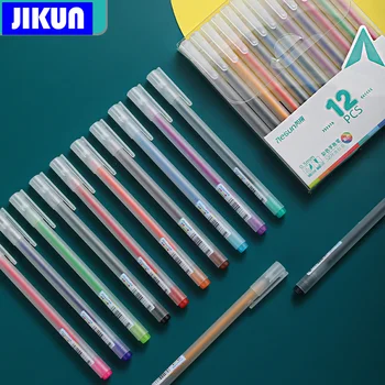 JIKUN12pcs/коробка Милые Гелевые Ручки Винтажного Цвета Extra Fine 0,5 мм Kawaii Ручка Канцелярские Принадлежности для Детей Школьные Канцелярские Принадлежности