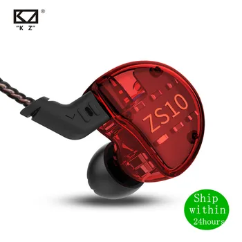 KZ ZS10 1DD + 4BA 4BA + 1DD Hi-Fi Гарнитура Гибридные наушники-вкладыши Спортивная Шумоподавляющая Гарнитура Сменный кабель AS10 BA10 ZST ZSN