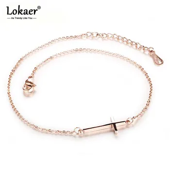 Lokaer Модный женский браслет с крестом из титановой стали в богемном стиле цвета розового золота, летние пляжные украшения для отдыха A19039