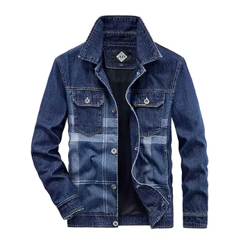 Mcikkny Мужские классические джинсовые куртки-карго 2021 Осень Простые джинсовые пальто Верхняя одежда Одежда в стиле пэчворк