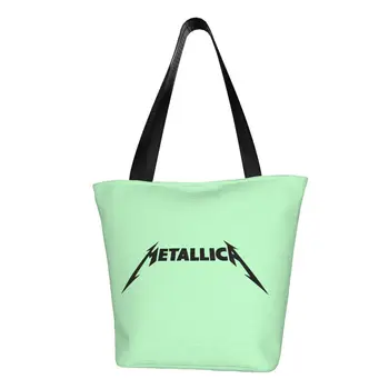 Metallicas Музыка хэви-метала Сумки-тоут для покупок продуктов, женская забавная холщовая сумка для покупок через плечо, сумка большой емкости