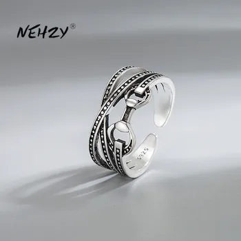 NEHZY Серебряное покрытие новая женская мода ювелирные изделия высокое качество полое ретро черное кольцо размер открытия регулируемое кольцо
