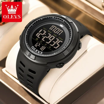 Olevs Лучшие бренды Силиконовый ремешок хронограф Спортивные мужские часы Alam Funtion Светящиеся водонепроницаемые часы Цифровые мужские наручные часы