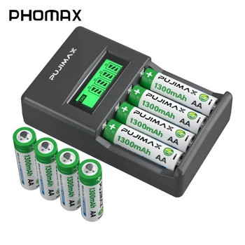 PHOMAX 4 Слота ЖК-Смарт-Дисплей AAA/AA Зарядное Устройство Адаптер с 4 Шт 1,2 В AA Ni-MH Аккумуляторная Батарея Экологический