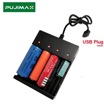 PUJIMAX 4 слота 18650 Зарядное устройство 3,7 В/4,2 В Проводная независимая зарядка USB-разъем для зарядного устройства для литий-ионных аккумуляторов 18650 26650