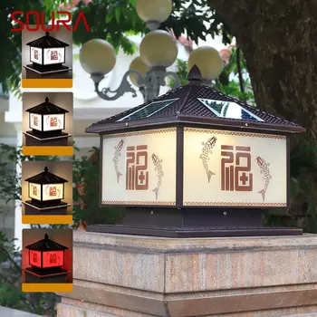 SOURA Solar Post Lamp LED Outdoor Chinese Pillar Lights Водонепроницаемый IP65 С Дистанционным Управлением для Домашнего Двора Виллы