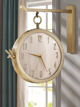XK Современные настенные часы в минималистичном стиле для гостиной, двухсторонние часы для дома, модные часы в скандинавском стиле, двухсторонние часы
