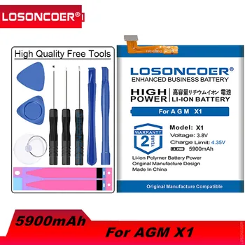 Аккумуляторы LOSONCOER 5900mAh X1 для AGM X1 Аккумулятор для смартфона хорошего качества + бесплатные инструменты