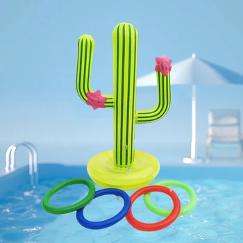 Бассейн с кактусовым кольцом из ПВХ, портативная игра для подбрасывания кактусов в бассейне, легкая, гладкая, с зарядным клапаном, Прочные принадлежности для пляжных вечеринок