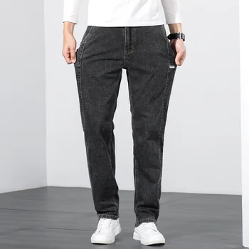 Бесплатная доставка 2023, мужские летние новые джинсы с прямыми штанинами, свободные повседневные брюки-стрейч средней посадки.