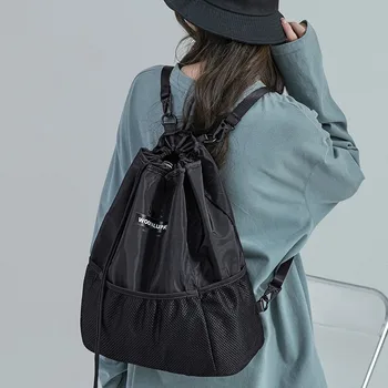 Большой Портативный Женский Мужской рюкзак на шнурке, легкий Водостойкий дорожный рюкзак, Складная спортивная сумка для покупок