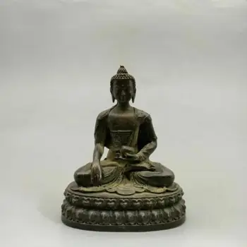 Бронзовая статуя китайского Тибетского Будды, Статуя Будды Шакьямуни, Старая Медная Статуя