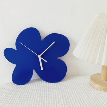Винтажные часы Nordic Home Klein Blue Flower, модель без звука, комнатные часы, Мягкое настенное украшение, часы, Настенный домашний декор