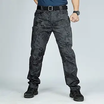 Военные мужские тактические брюки Fight Train, уличные, с множеством карманов, практичные винтажные повседневные спортивные брюки-карго большого размера, широкие брюки-карго