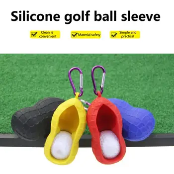Двойной чехол для мяча для гольфа с крючком, силиконовый защитный чехол для мяча для гольфа в виде арахисовой скорлупы, чехол для мяча для гольфа для тренировок