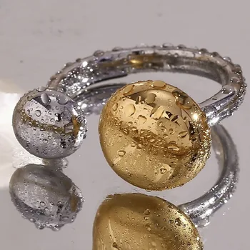 Двухцветные открытые кольца, кольца из нержавеющей стали для женщин, минималистичные водонепроницаемые украшения, уникальные украшения ручной работы, не тускнеющие