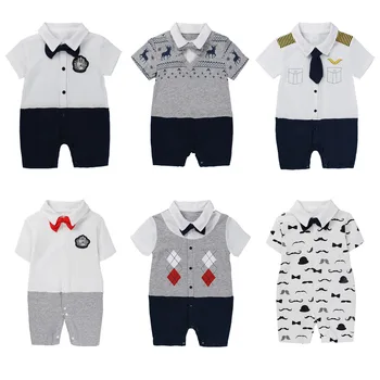 Детская одежда для мальчиков, детская одежда, комбинезон для новорожденных, летний альпинистский костюм, джентльменский комбинезон для маленьких мальчиков