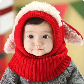 Детская осенне-зимняя шапка, милая шапка с ушками, шаль для щенка, детская цельнокроеная шапка, теплая детская шапка, детская шапка