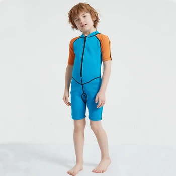 Детский водолазный костюм с короткими рукавами, купальник из неопрена толщиной 2 мм, купальный костюм для подводного плавания, гидрокостюм для серфинга для мальчиков