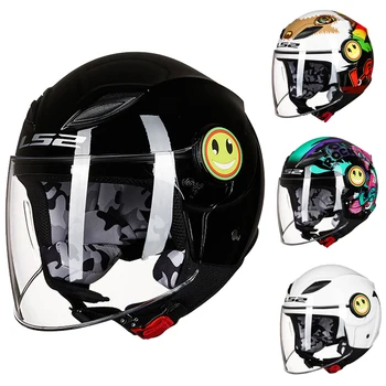 Детский мотоциклетный шлем LS2 capacete casco LS2 OF602 детские шлемы 3/4 с открытым лицом, скутер, половина лица, мотоциклетный шлем для детей