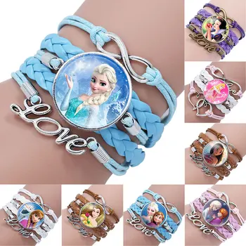 Детский мультяшный браслет принцессы Диснея, Замороженная Эльза, прекрасное запястье, подарок для девочки, аксессуары для одежды, браслет, детская косметика, украшения