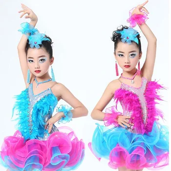 Джазовая танцевальная одежда для девочек, детский современный костюм для латиноамериканских танцев, расшитый блестками, платье для бальных танцев, детское платье-пачка для танцев, одежда для девочек